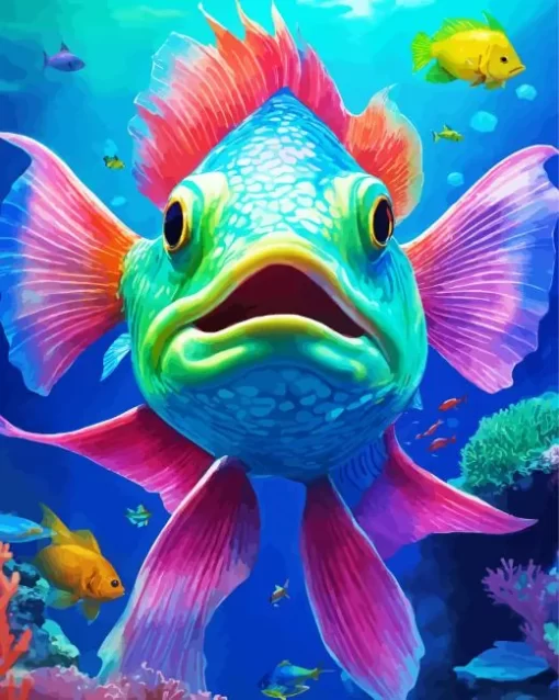 Aesthetic Green Colored Fish 5D Diamond Painting