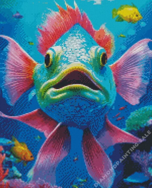 Aesthetic Green Colored Fish 5D Diamond Painting