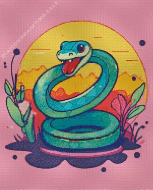 Aesthetic Green Snake Art 5D Diamond Painting