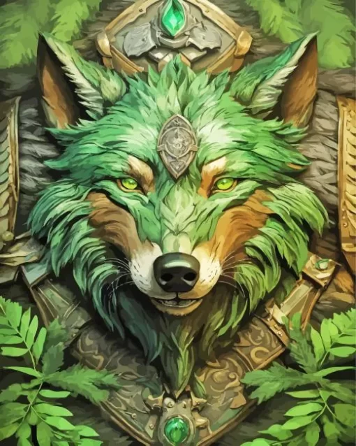 Aesthetic Green Wolf 5D Diamond Painting