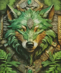 Aesthetic Green Wolf 5D Diamond Painting