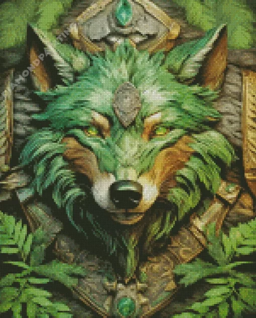 Aesthetic Green Wolf 5D Diamond Painting