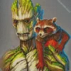 Aesthetic Groot And Rocket Racoon 5D Diamond Painting