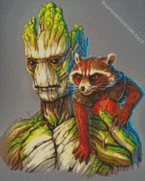 Aesthetic Groot And Rocket Racoon 5D Diamond Painting