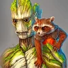 Aesthetic Groot And Rocket Racoon 5D Diamond Painting