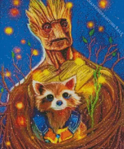 Aesthetic Groot Rocket And Racoon 5D Diamond Painting