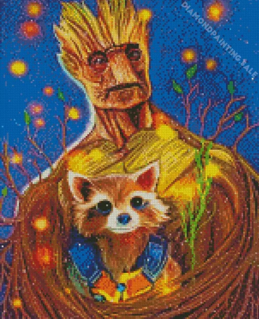 Aesthetic Groot Rocket And Racoon 5D Diamond Painting