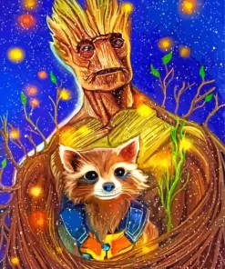 Aesthetic Groot Rocket And Racoon 5D Diamond Painting