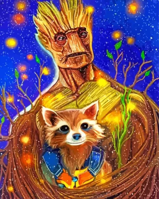 Aesthetic Groot Rocket And Racoon 5D Diamond Painting