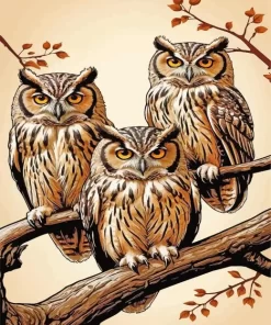 Aesthetic Group Of Owls 5D Diamond Painting