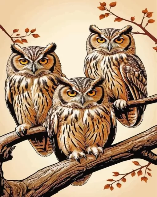 Aesthetic Group Of Owls 5D Diamond Painting