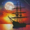 Aesthetic Pirate Ship Silhouette Art 5D Diamond Painting