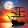 Aesthetic Pirate Ship Silhouette Art 5D Diamond Painting