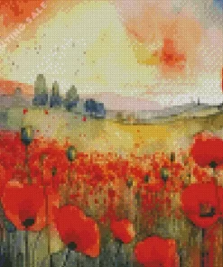 Aesthetic Red Poppy Flowers Art 5D Diamond Painting