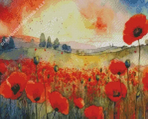 Aesthetic Red Poppy Flowers Art 5D Diamond Painting