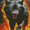 Black Growling Wolf 5D Diamond Painting