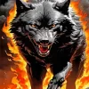 Black Growling Wolf 5D Diamond Painting