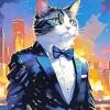 Black Tie Cat Art 5D Diamond Painting