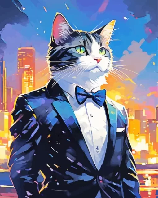 Black Tie Cat Art 5D Diamond Painting