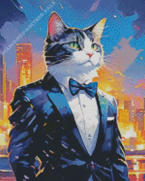 Black Tie Cat Art 5D Diamond Painting