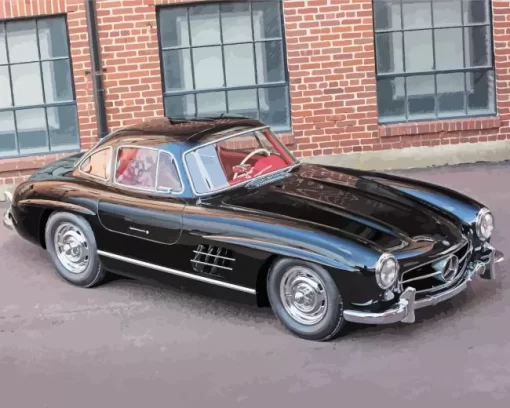 Black Vintage Mercedes 300SL Car 5D Diamond Painting