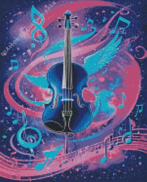 Black Violin And Music Notations 5D Diamond Painting