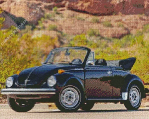 Black Volkswagen Beetle Convertible 5D Diamond Painting