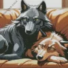 Black Wolf And Brown Wolf 5D Diamond Painting