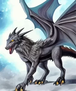 Black Wolf Dragon 5D Diamond Painting