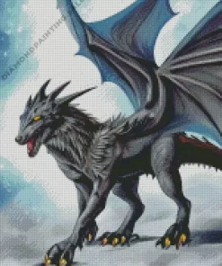 Black Wolf Dragon 5D Diamond Painting