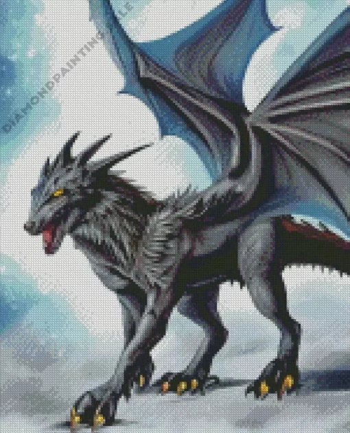 Black Wolf Dragon 5D Diamond Painting