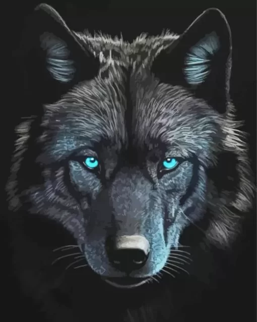 Black Wolf Head 5D Diamond Painting