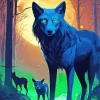 Black Wolves With Green Eyes 5D Diamond Painting