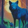 Black Wolves With Green Eyes 5D Diamond Painting