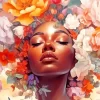 Black Woman Flowers 5D Diamond Painting