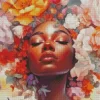 Black Woman Flowers 5D Diamond Painting