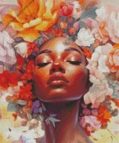 Black Woman Flowers 5D Diamond Painting