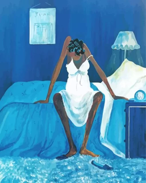 Black Woman Getting Out Of Bed 5D Diamond Painting