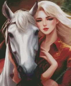 Blonde Girl And Horse 5D Diamond Painting