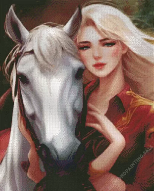 Blonde Girl And Horse 5D Diamond Painting