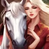 Blonde Girl And Horse 5D Diamond Painting