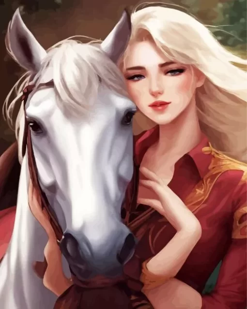 Blonde Girl And Horse 5D Diamond Painting