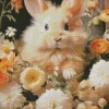 Blonde Bunny And Flowers 5D Diamond Painting