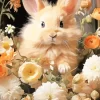 Blonde Bunny And Flowers 5D Diamond Painting