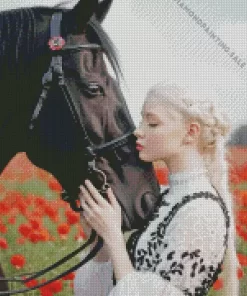 Blonde Girl And Horse 5D Diamond Painting