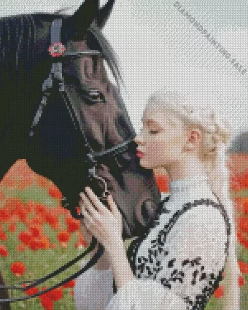 Blonde Girl And Horse 5D Diamond Painting