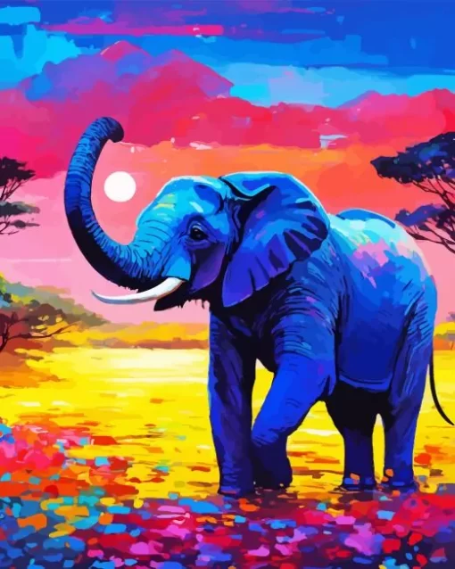 Blue Elephant 5D Diamond Painting