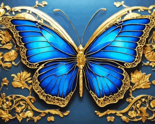 Blue Monarch butterfly 5D Diamond Painting