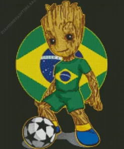 Brazil Groot Soccer 5D Diamond Painting