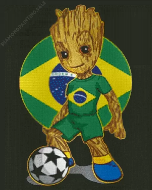 Brazil Groot Soccer 5D Diamond Painting